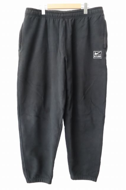 ナイキ NIKE ×STUSSY ステューシー ロゴ刺繍 スウェット パンツ L 黒 ブラック ブランド古着ベクトル ●251225