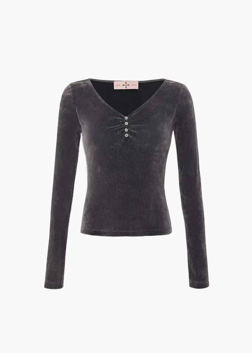 カハラ ツアーベルベット Vネック トップス チャコール グレー