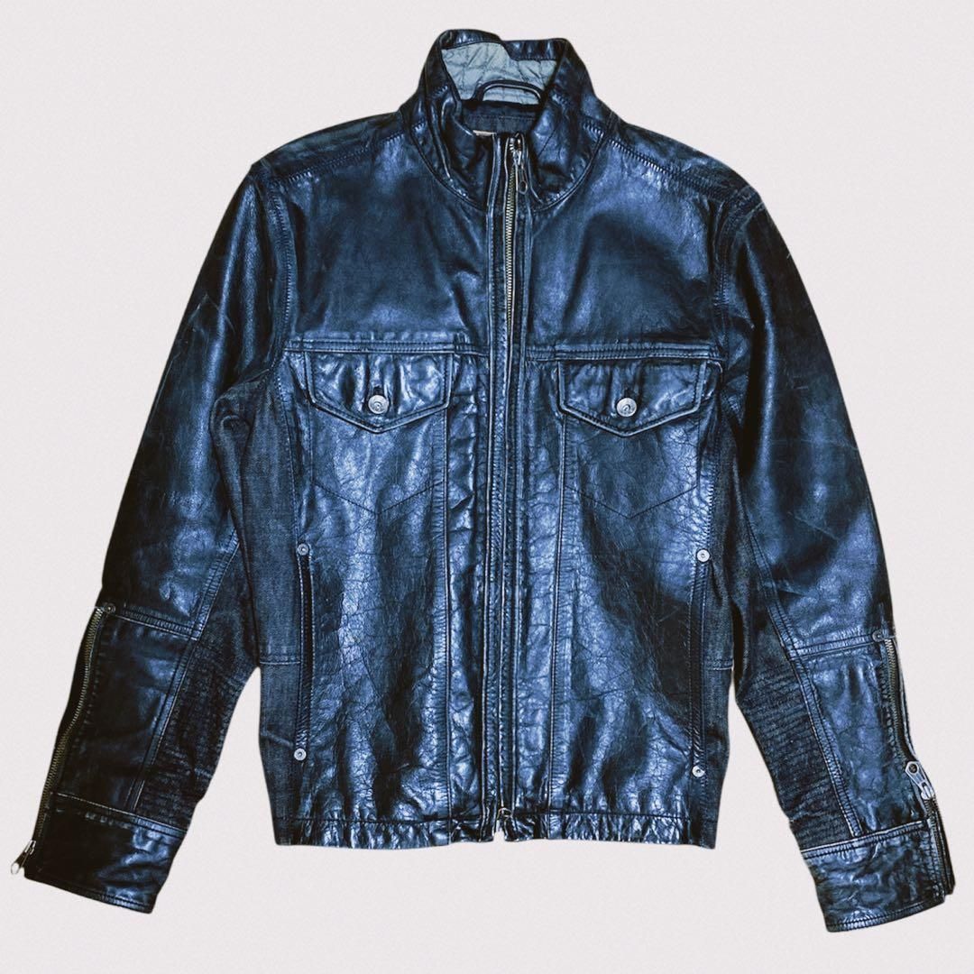 OLD GAP 00 s leather denim docking jacket