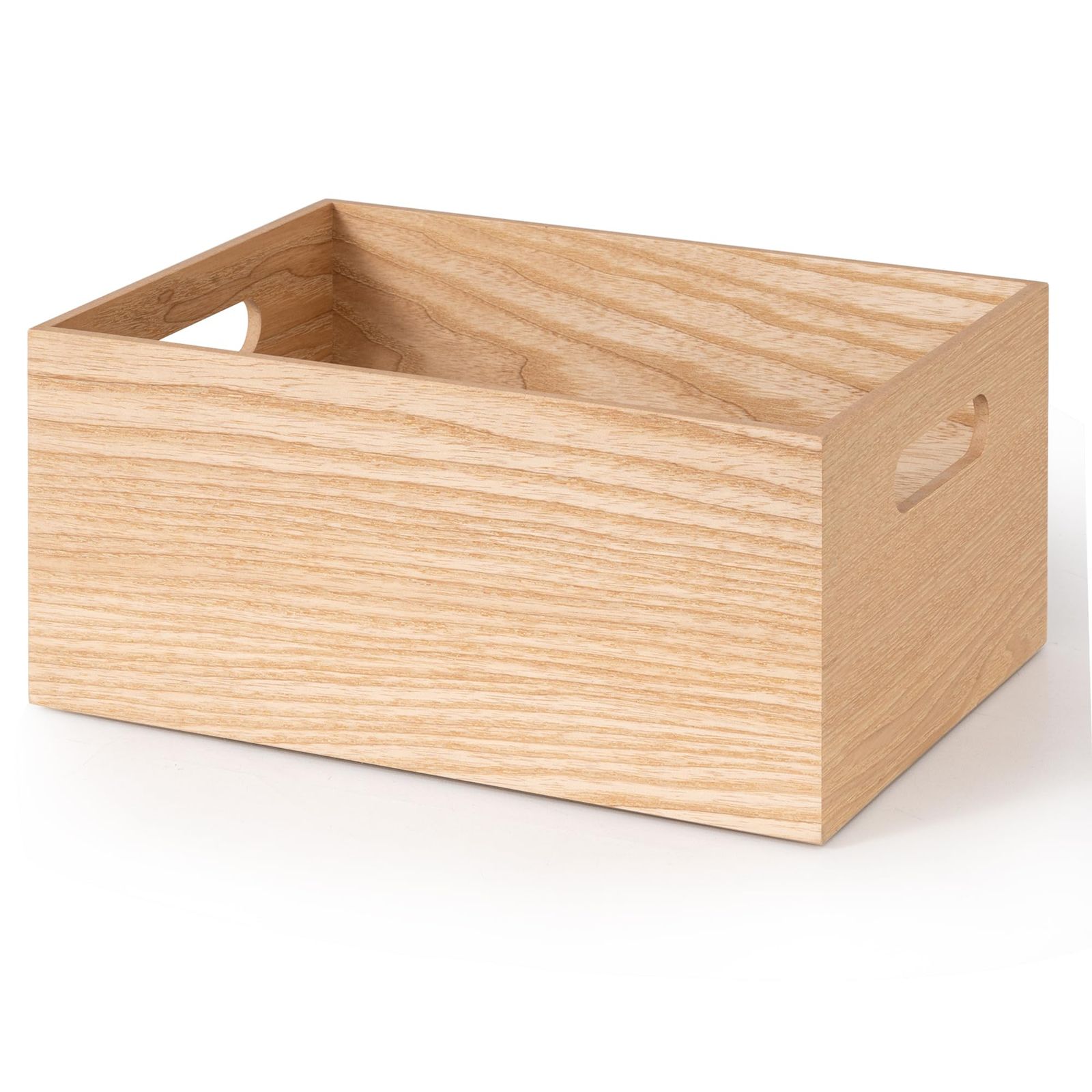 Marsmiles 木製収納ボックス 丈夫な収納ケース ハンドル付き 長方形ボックス 積み重ね収納用品 小物収納 本収納 幅26×奥行19×高さ12 cm ナチュラル