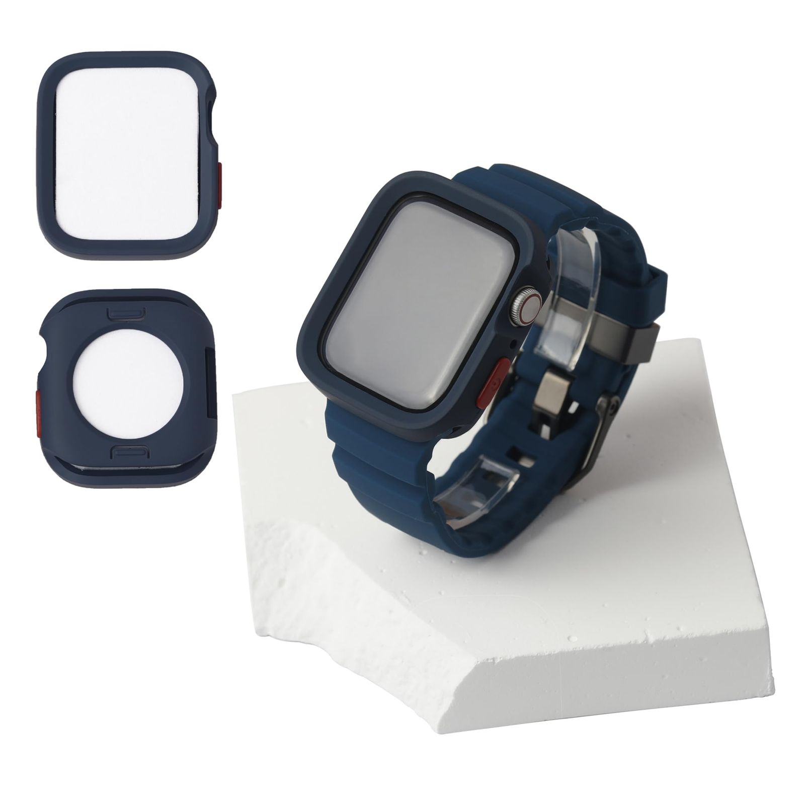 バンド-ケースセット アップル ウォッチ スポーツバンド カバー シリコン製 耐衝撃 取付簡単 男女兼用 44 mm 45 46 49 iWatch Series 10 9 8 7 6 5 4 3 2 1 SE に対応