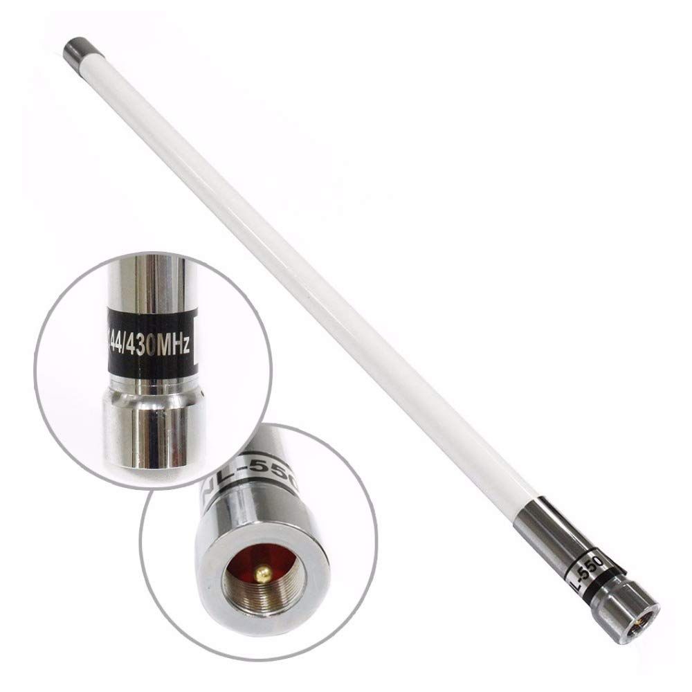 NL-550 カーアンテナ グラスファイバー製 144|430 MHz帯高利得 デュアルセグメント全方向性車載アンテナ 高感度 高い信号強度 アマチュア無線 白