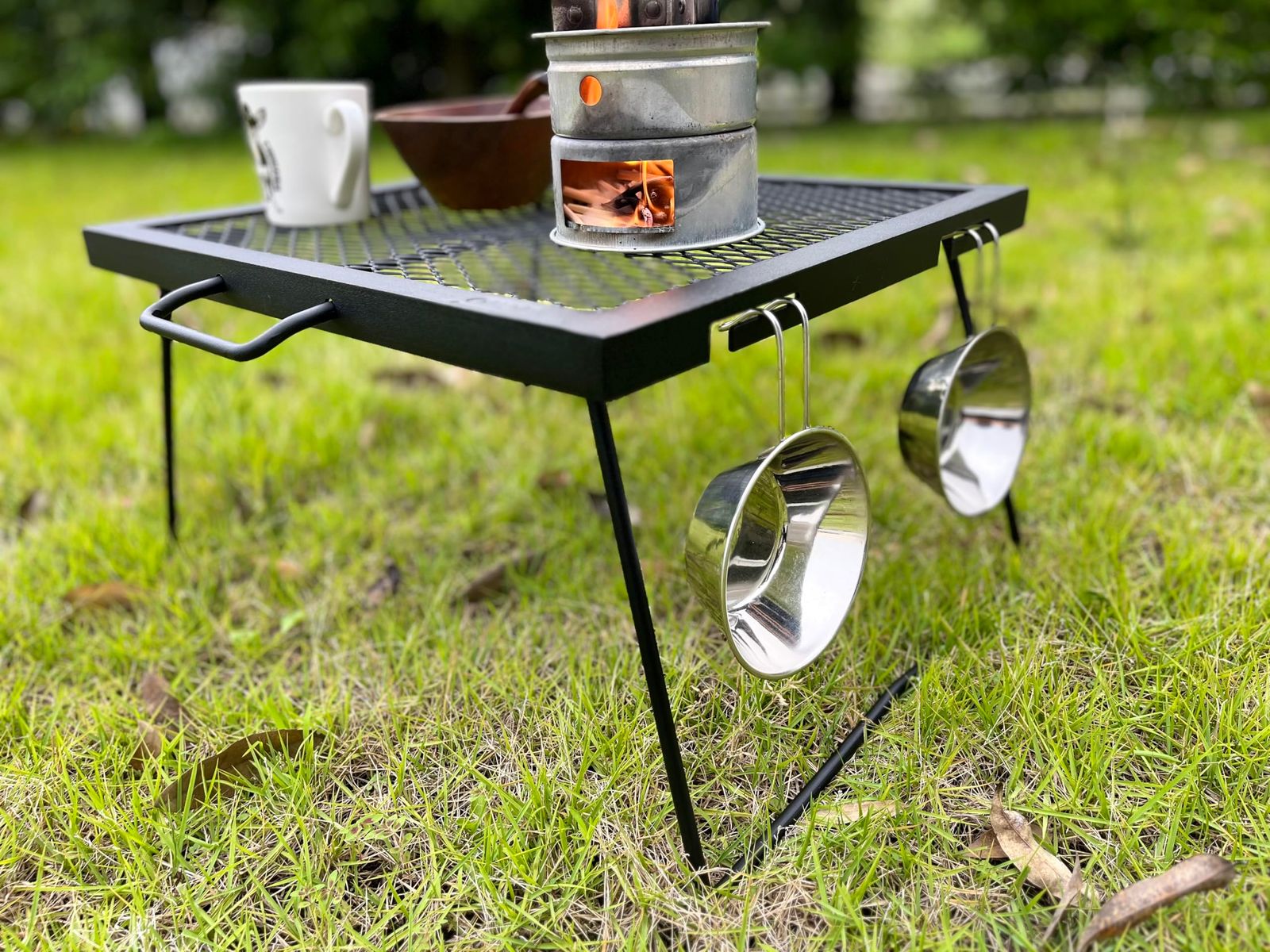 ONOE マルチスタンド キャンプ|レジャーのお供に 調理台|ローテーブルとして 収納できる取っ手付で持ち運ぶ プレート|鍋|ダッチオーブンなどを熱いままおく のマルチファイヤーテーブルと組み合わせ|単独でローテーブルとして使用可