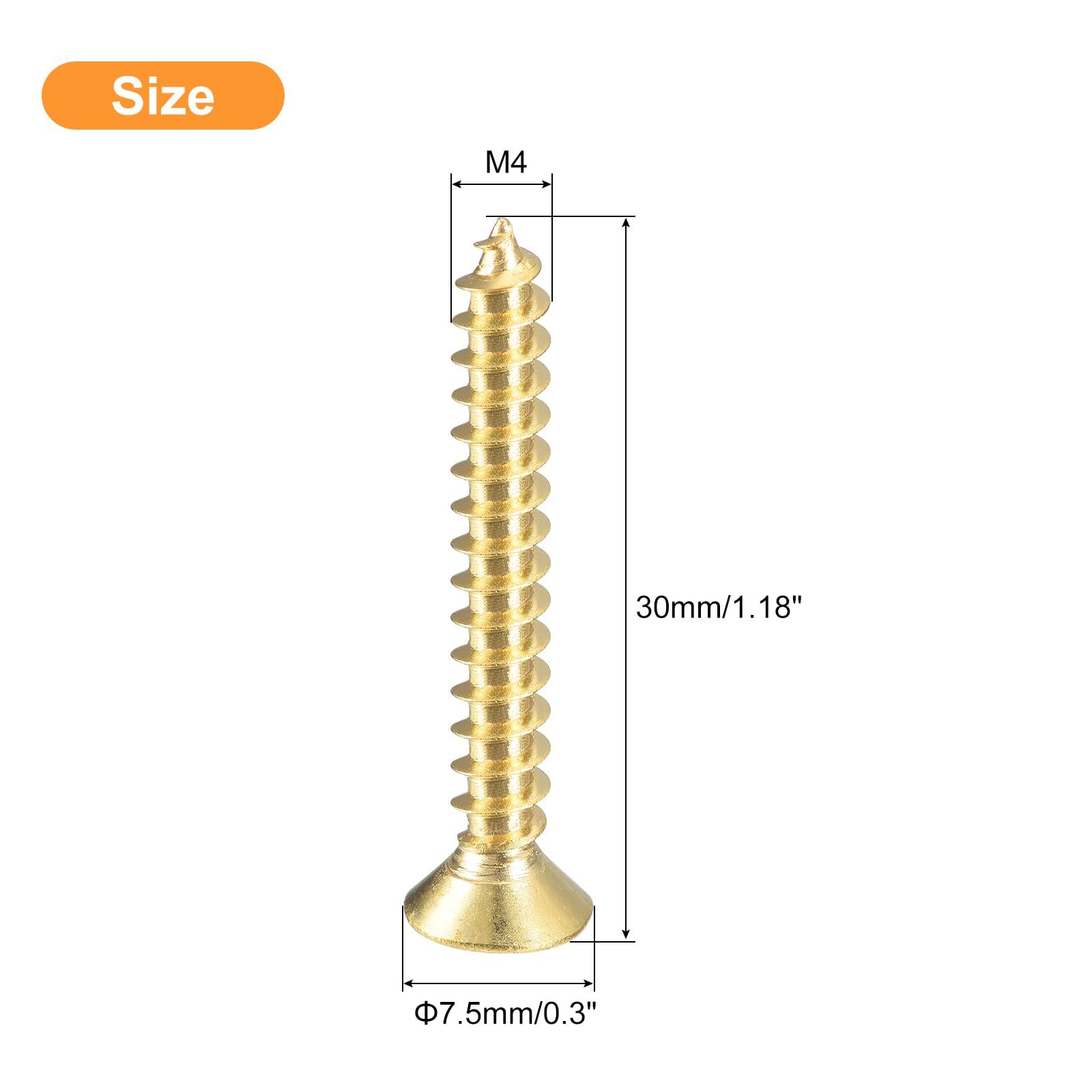 uxcell 木ネジ M 4 x 30 mm 皿ネジ プラス 真鍮製釘 詰め合わせキットDIY固定アクセサリー 木工家具用 その他 接着 接合工具 DIY 工具