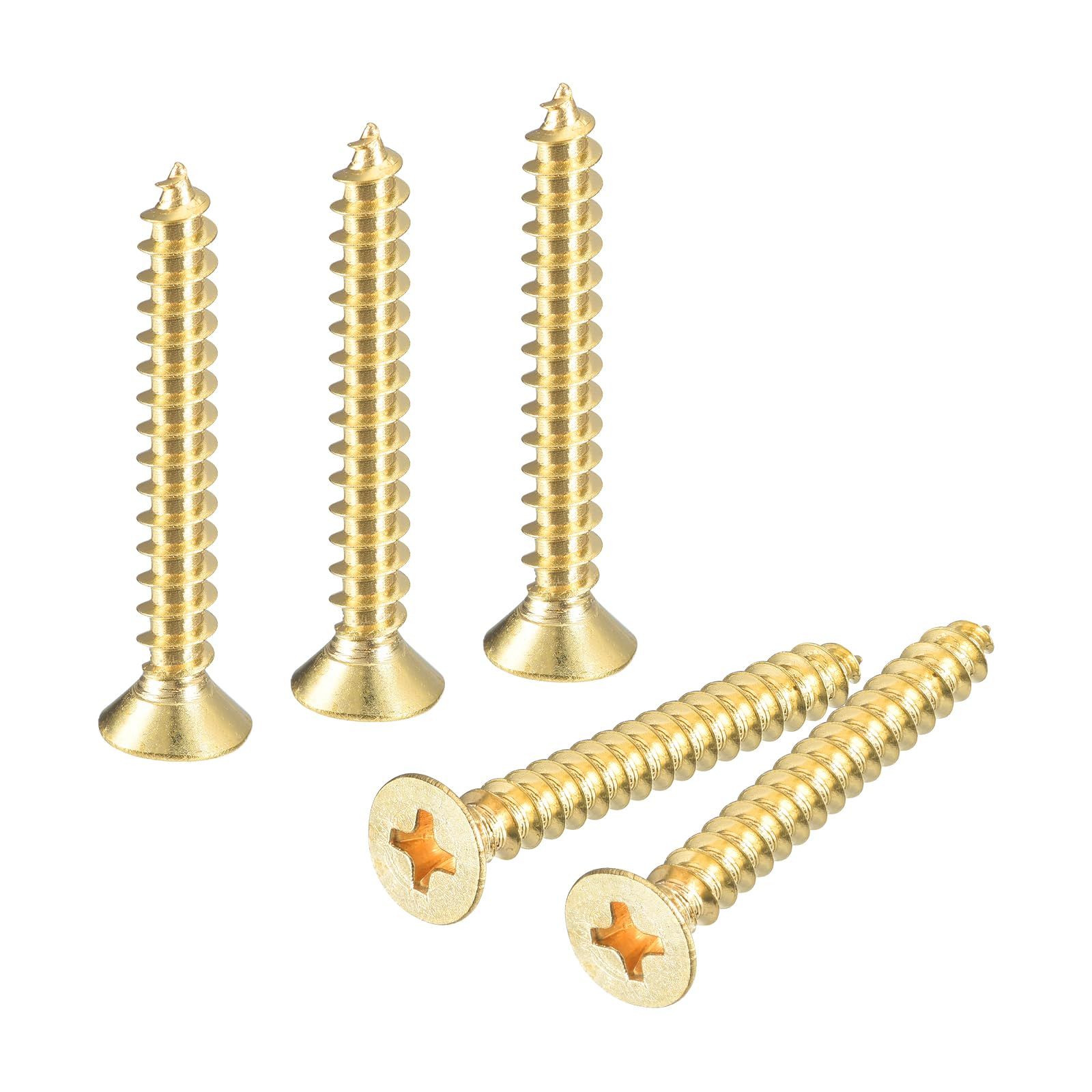 uxcell 木ネジ M 4 x 30 mm 皿ネジ プラス 真鍮製釘 詰め合わせキットDIY固定アクセサリー 木工家具用