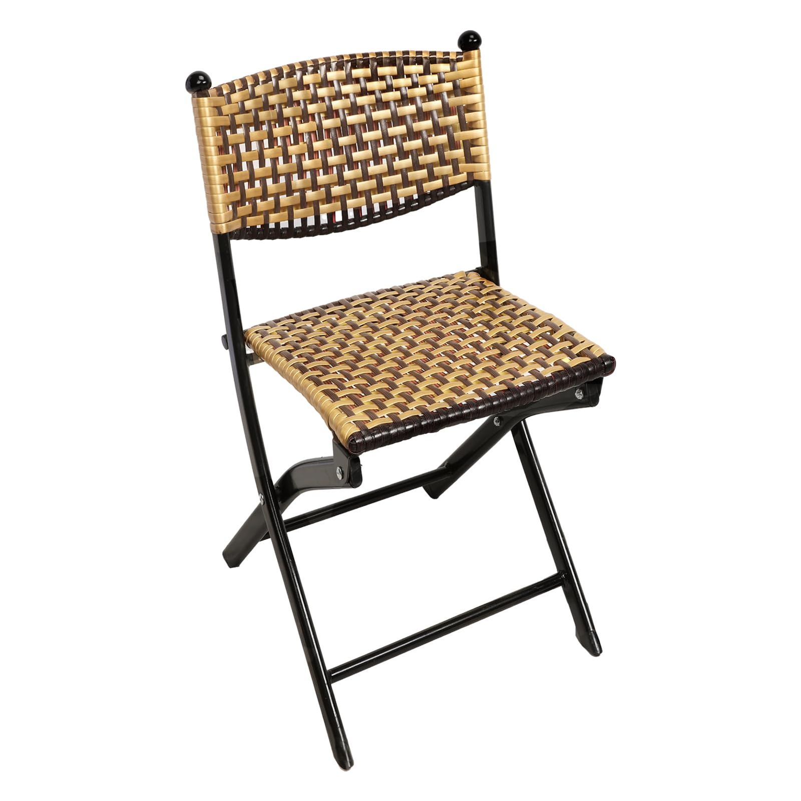 YOGOTO 折り畳み椅子 籐編み 手細工籐椅子 撥水 背もたれ付 ラタンチェア ラタン調ガーデン椅子 収納簡単 良い通気性 軽量 ベランダ ダイニング 食卓チェア ガーデン チェア 屋内外使用 バーベキュー 庭用 キャンプ アウトドア 中