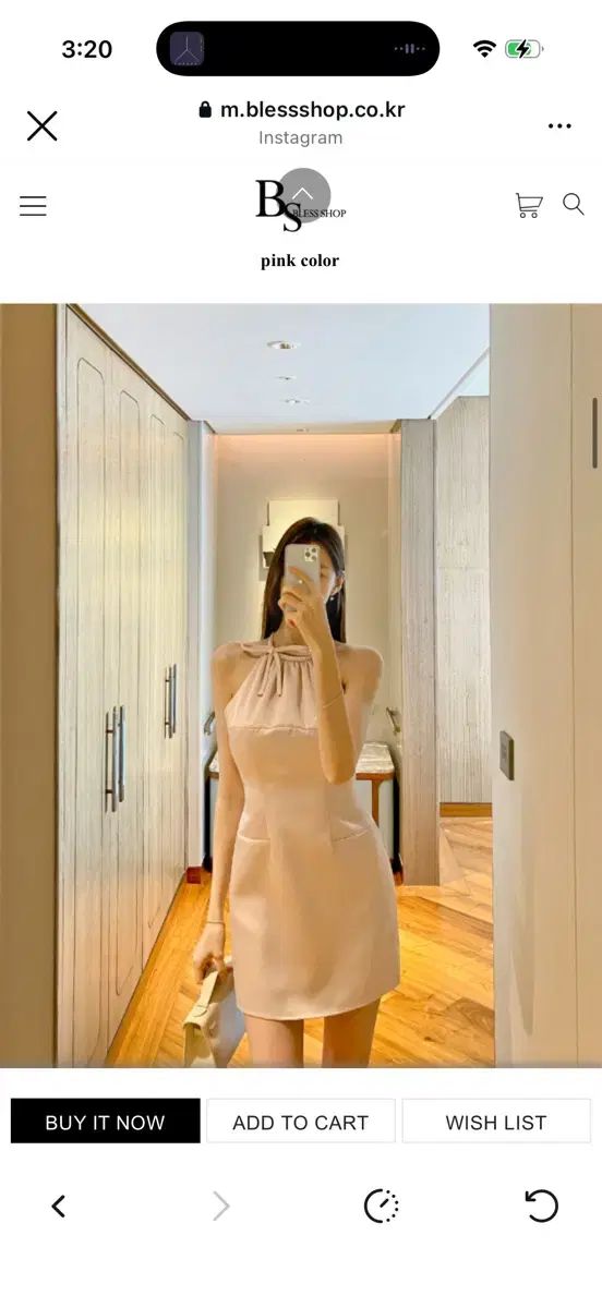 ブレスショップ サテン シルク パール リボン ホルターネック ONE PIECE