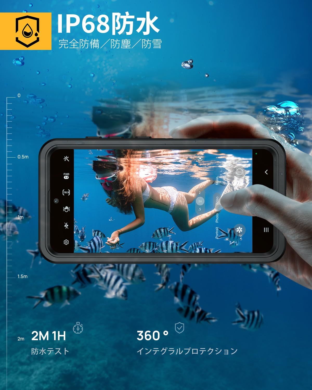 Lanhiem Samsung Galaxy S 25 5 G 防水ケース 完全防水 IP 68米軍規格 指紋認証 タッチ可 耐衝撃 滑り止め 防塵 防雪 水中撮影 ワイヤレス充電サポート超軽量 薄型 透明 付け外し簡単 ギャラクシー 全面保護カバー