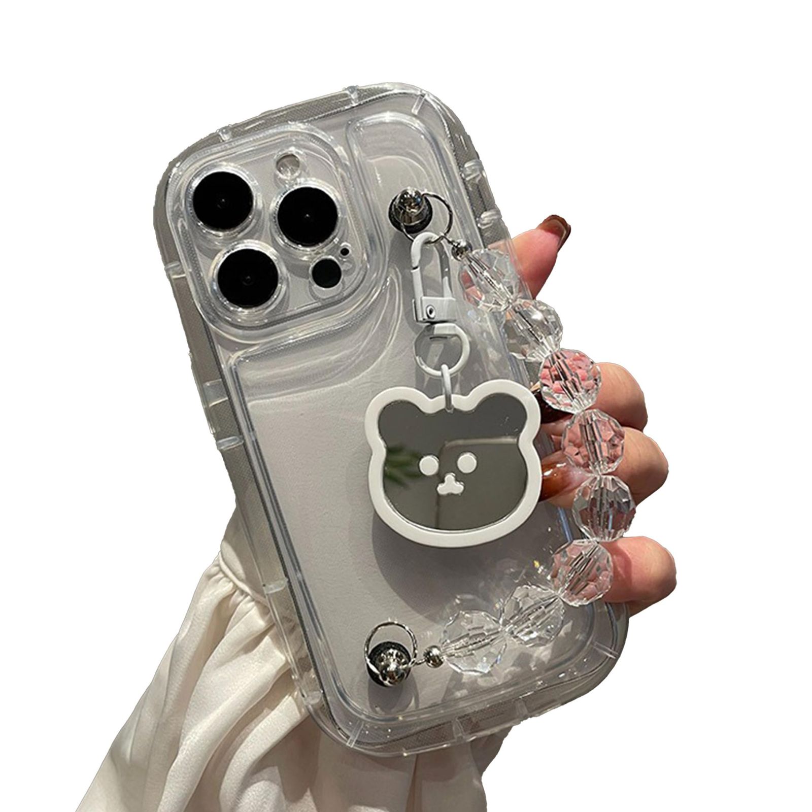 iPhone 15 用ケース 対応 飾り付け くま ミラーズ おしゃれ 可愛い 韓国 薄型 軽量 創意 シリコン 女性用 女の子 全面保護 耐衝撃 擦り傷防止 保護ケースカバー