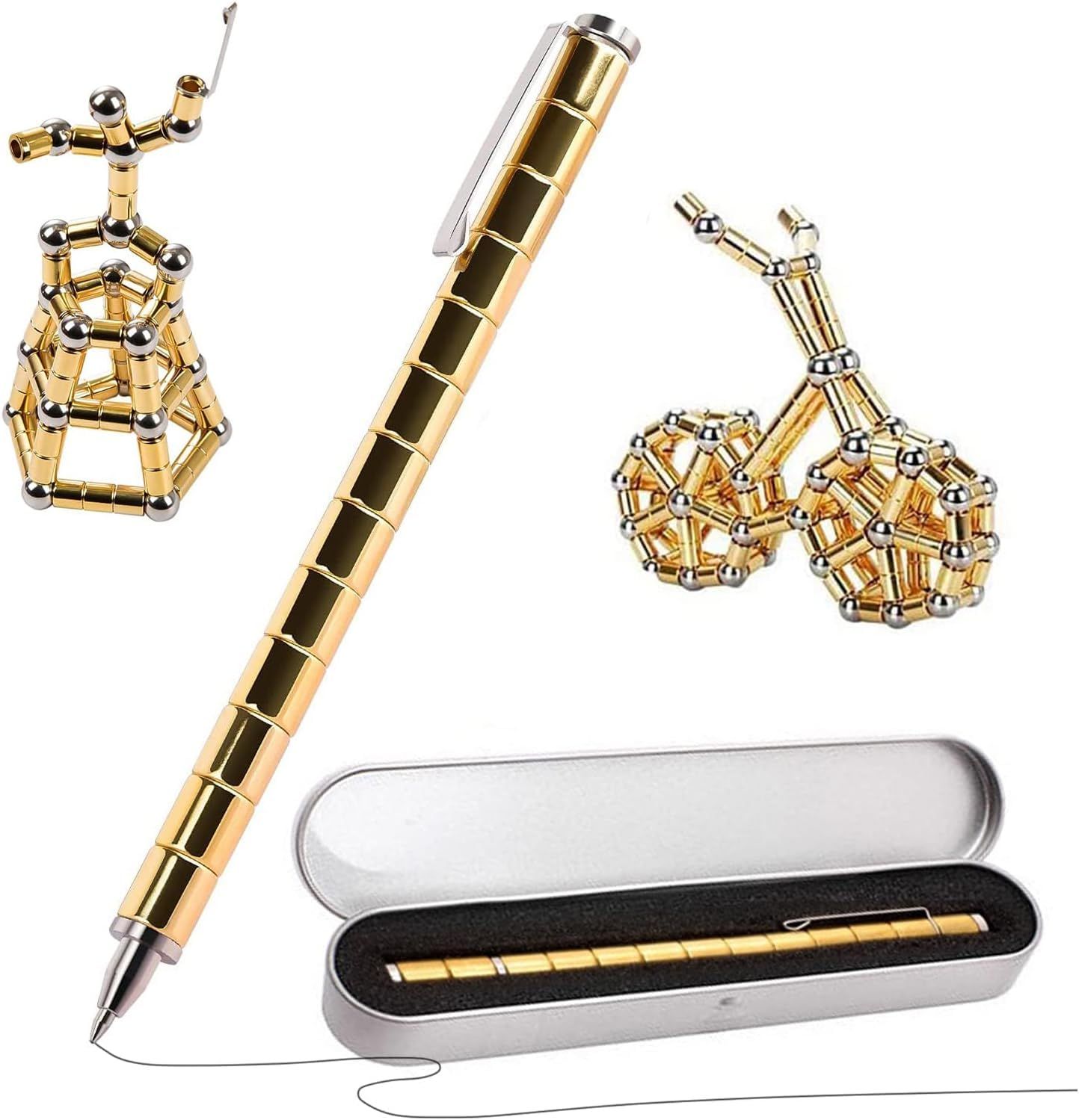 ボールペン フィジェット ペン 磁気 マジック 多機能ボールペン タッチペン スタイラスペン おもちゃMagic Pen Fidget Toy プレゼント ゴールド