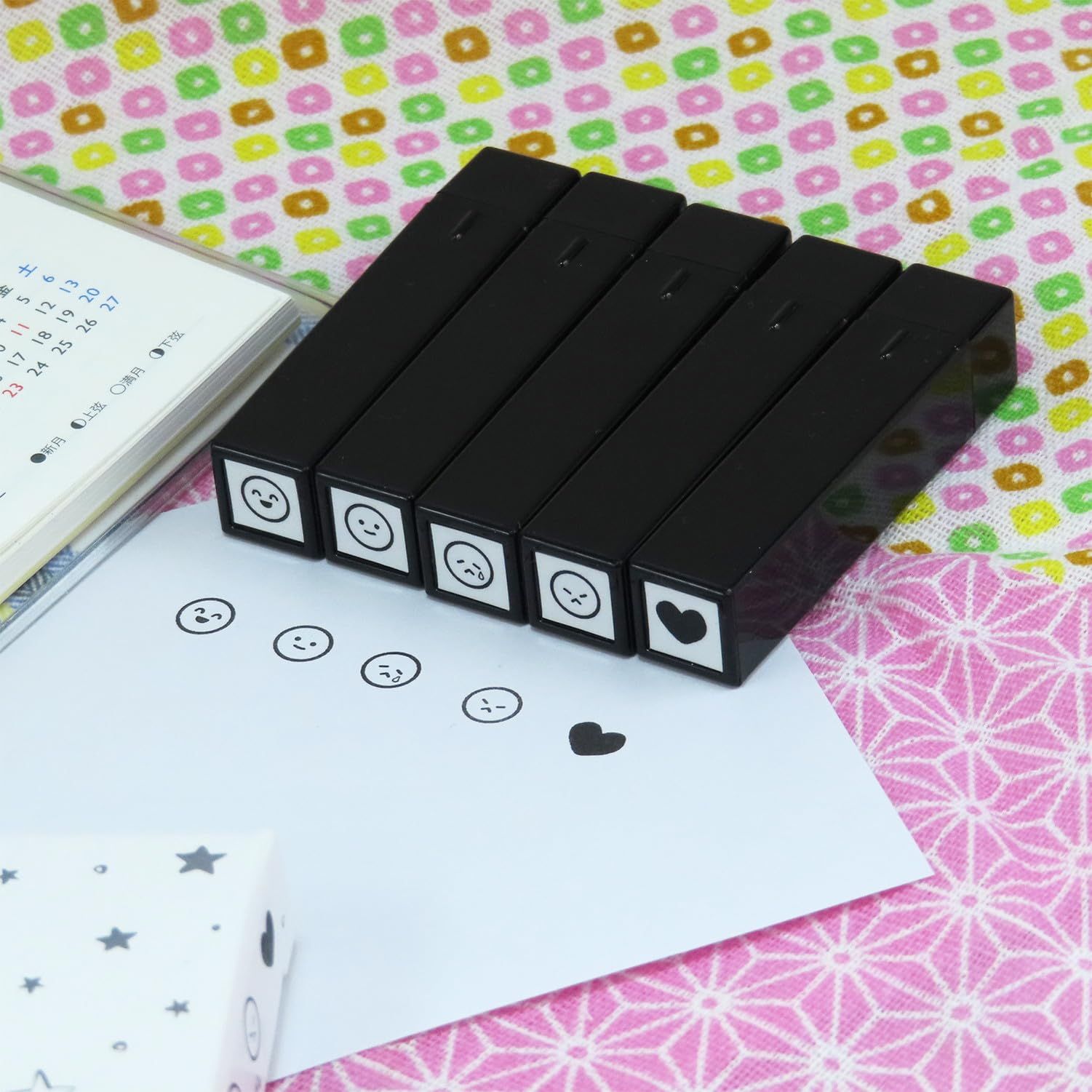 タイヨートマー ファインカラースタンパー 手帳のミニスタンプ 浸透印 気持ち ブラック techoset 6 a-014