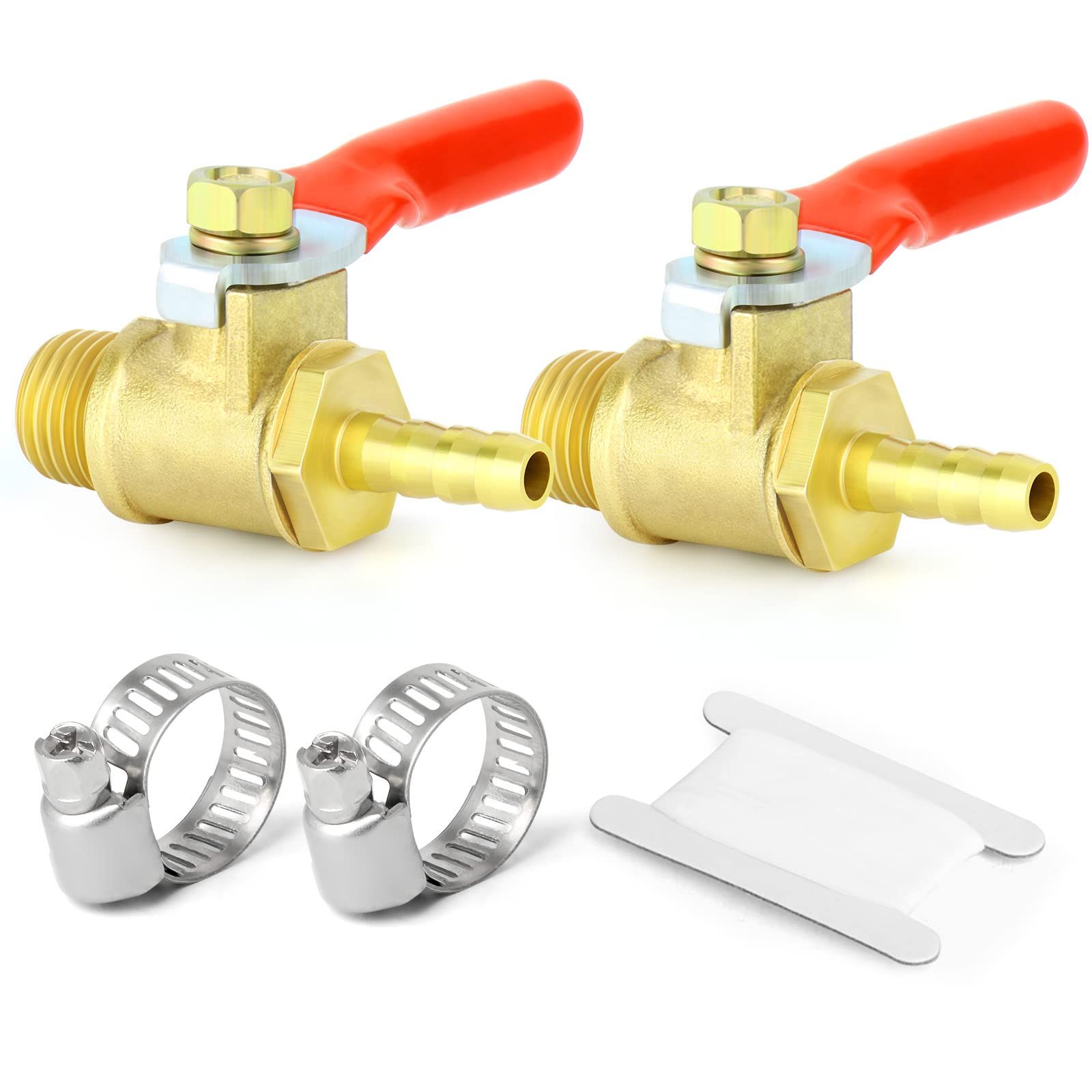 TAILONZ 2つです1|4 PT-8 mm真鍮ボールバルブ切断スイッチ 空気圧縮机ボールバルブ閉鎖スイッチ ホースのオーバーフックとカチューシャ付きです