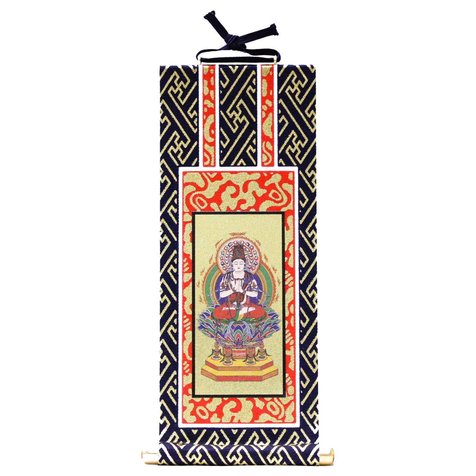 九華工房 真言宗 大日如来 お仏壇用 御本尊 掛け軸 20代 高さ20 cm 紺?金 法輪鋲付き