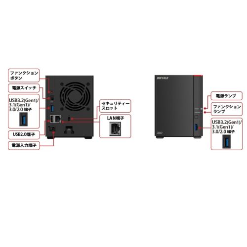 バッファロー BUFFALO 2.5 GbE DTCP-IP 対応 NAS 2ドライブ 16 TB
