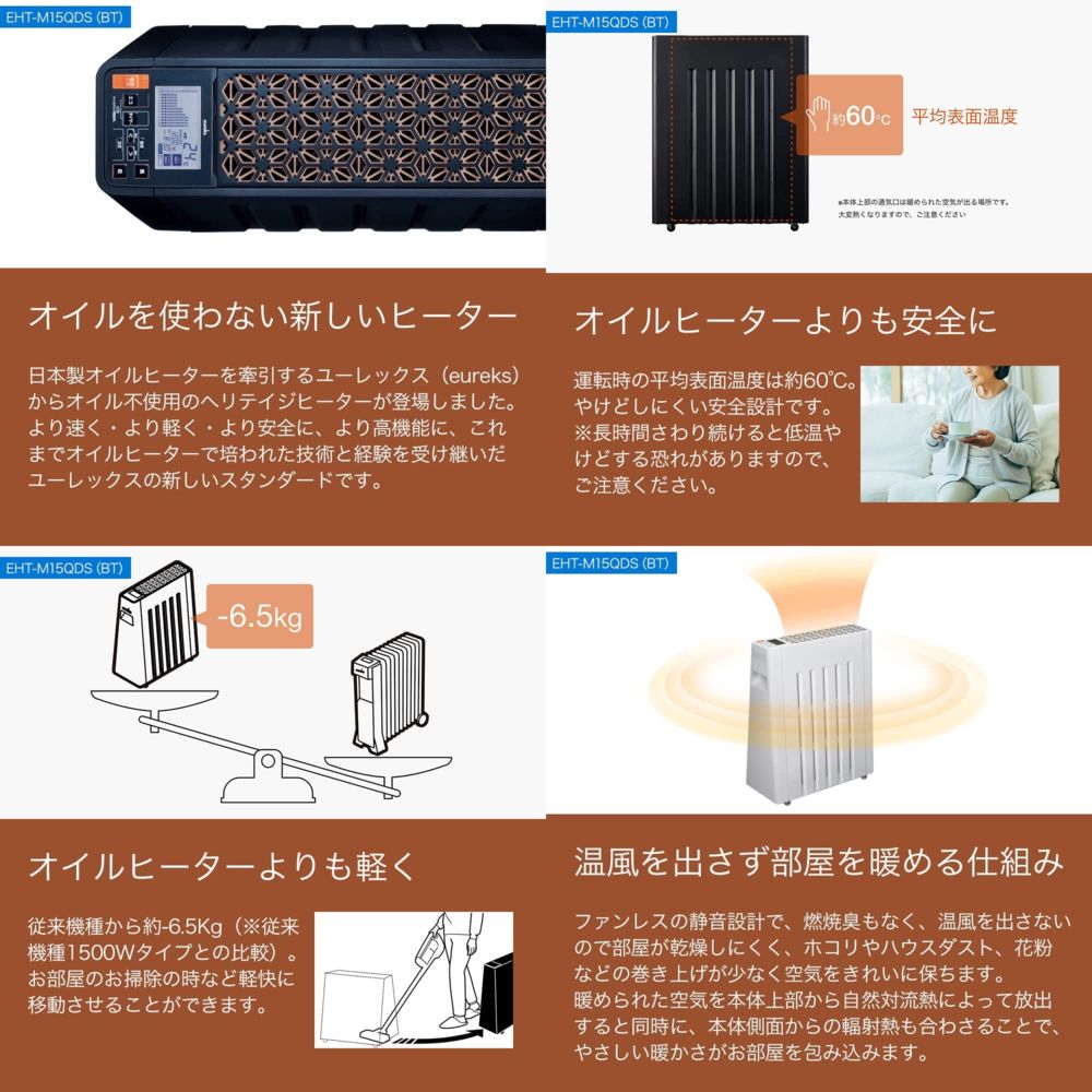 ユーレックス EHT-M15QDS-BT ブラック ヘリテイジヒーター オイルレス