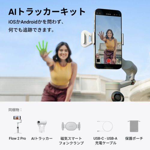 Insta 360 Flow 2 Pro AIトラッカーキット ストーングレー AIジンバル -FLOW 226