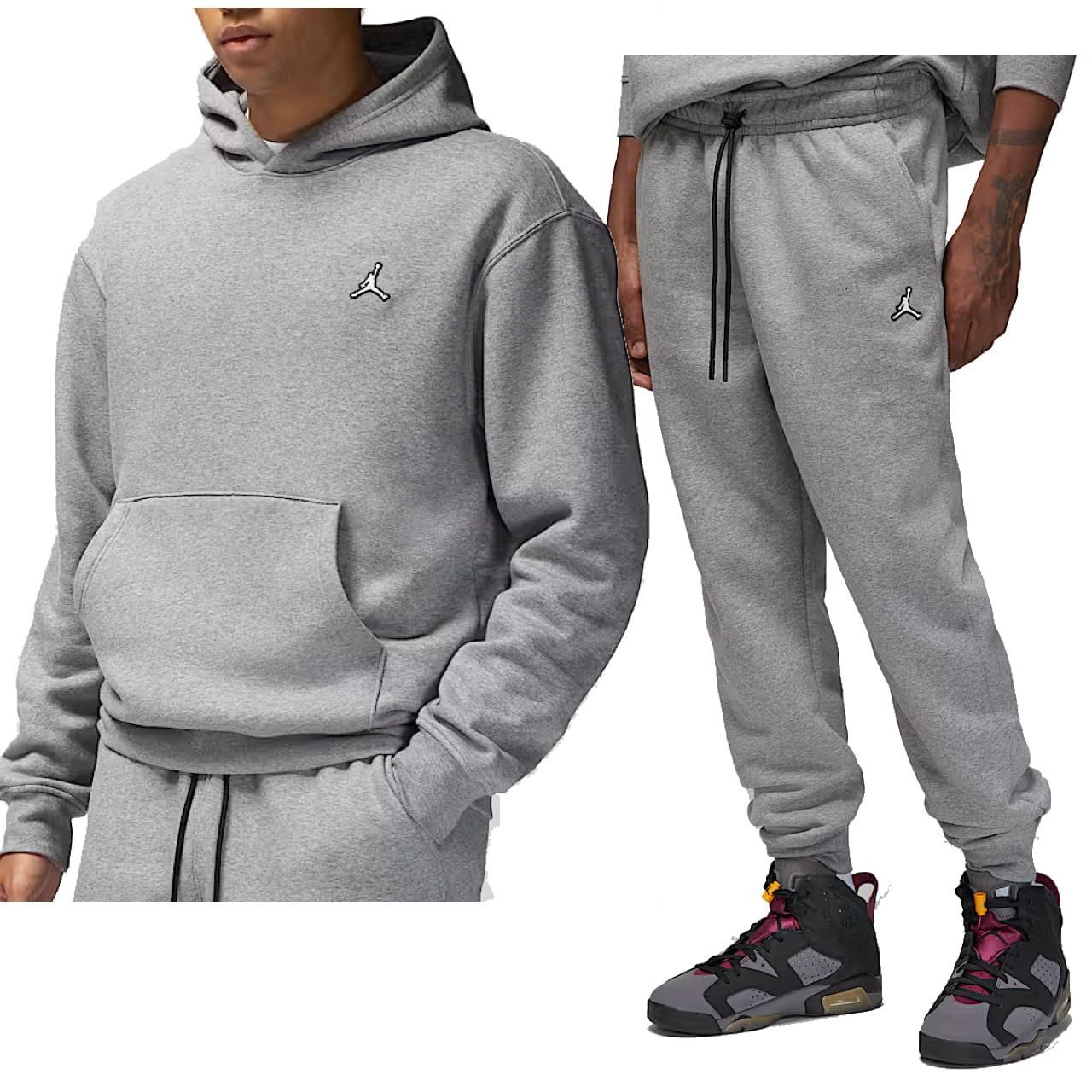 ナイキ ジョーダン ブルックリン フリース メンズ プルオーバー パーカー × パンツ 上下セット USサイズ 2 XL 身長180-190㎝ スウェット セットアップ 起毛 DQ 7466-091×DQ 7340-0912