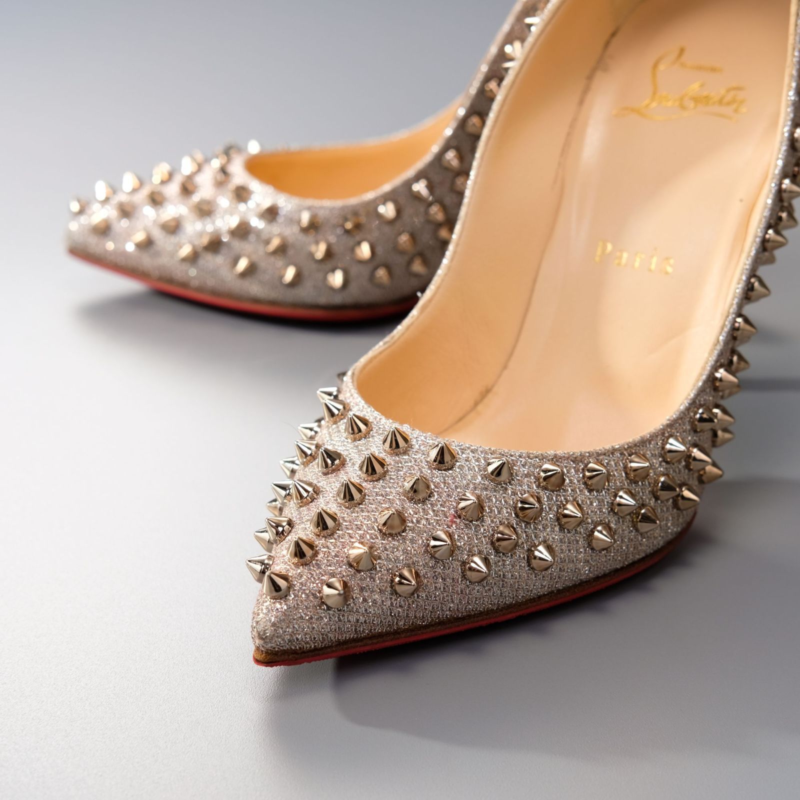 新品✨クリスチャンルブタン　ハイヒールパンプス　グリッター　シルバー　36 クリスチャンルブタン FIFI SPIKES スパイク パンプス ハイヒール