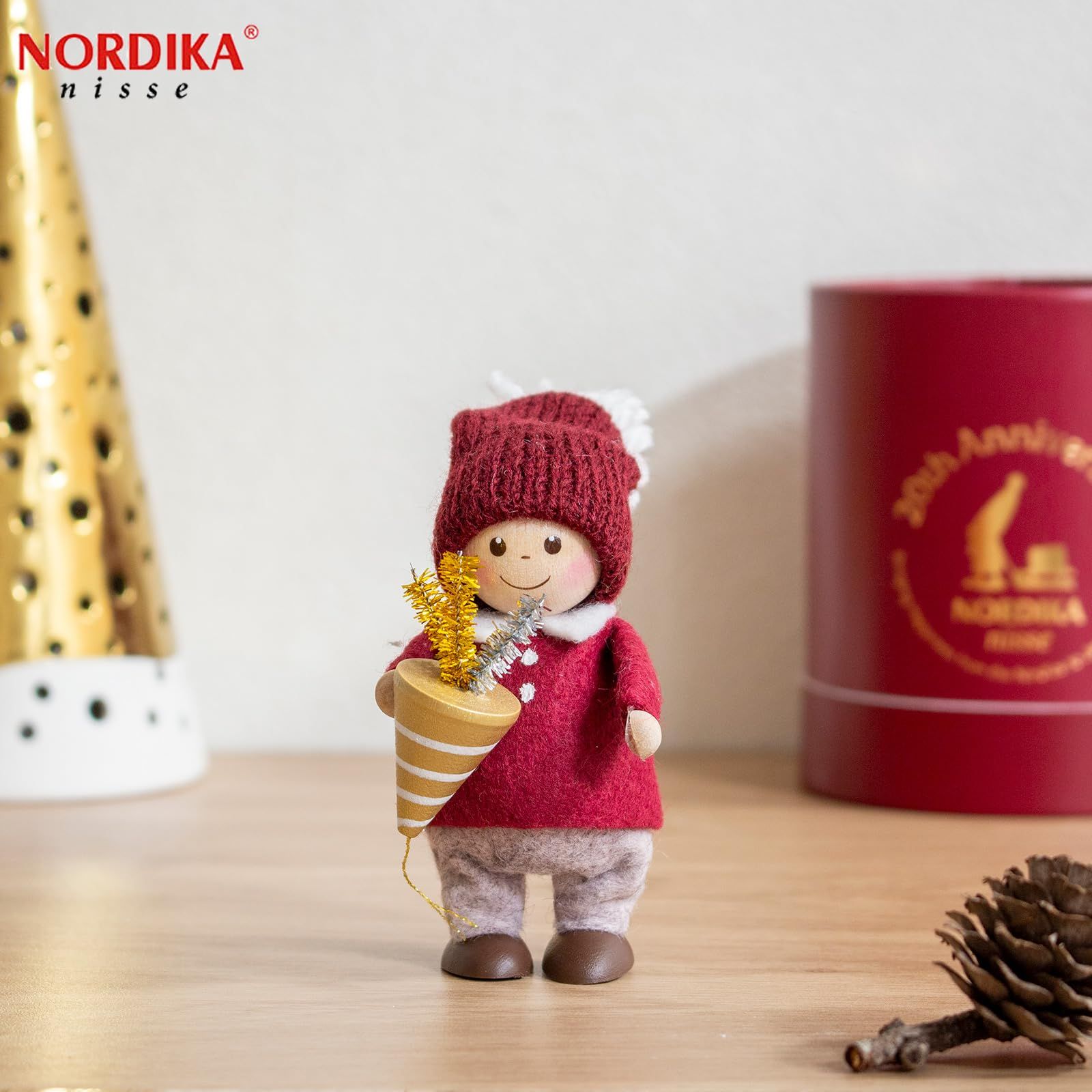  NORDIKA nisse ノルディカ ニッセ クリスマス 木製人形 クラッカーを持った男の子 20th Celebration ヴィンテージ雑貨 置物 インテリア小物