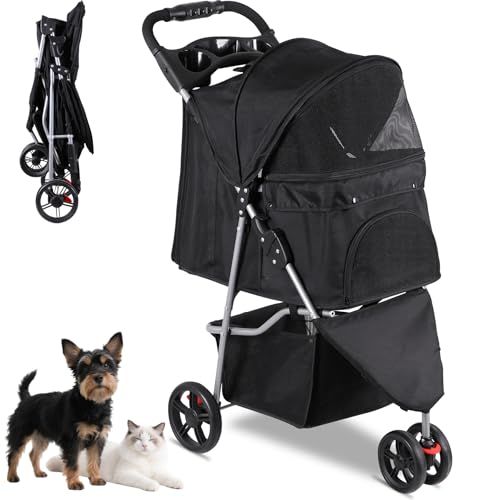 F able Pet Stroller for Cats and Dogs ペットカート 3輪 折りたたみ ペットバギー 犬 バギー 犬用カート 小型犬 中型犬 猫用 ペットベビーカー 防水 軽量 子犬 老犬介護 散歩 収納カ a 08 e 4635