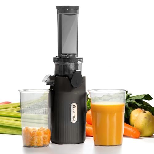 Ventray Ginnie スロージューサー 低速回転 高搾汁率 搾りカス自動分離 洗いやすい コンパクト小型 酸化しにくい ビタミン - 酵素保持 フルーツ野菜対応 日本語説明書 レシピ 持ち運びが簡単 一人暮らし クリス 4 aed 3484