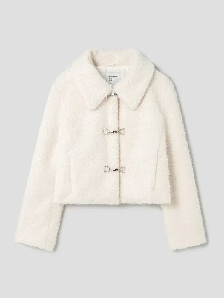 エイトセカンズ ファージャケット ヘアリー ホリデー ファー アウター アイボリー