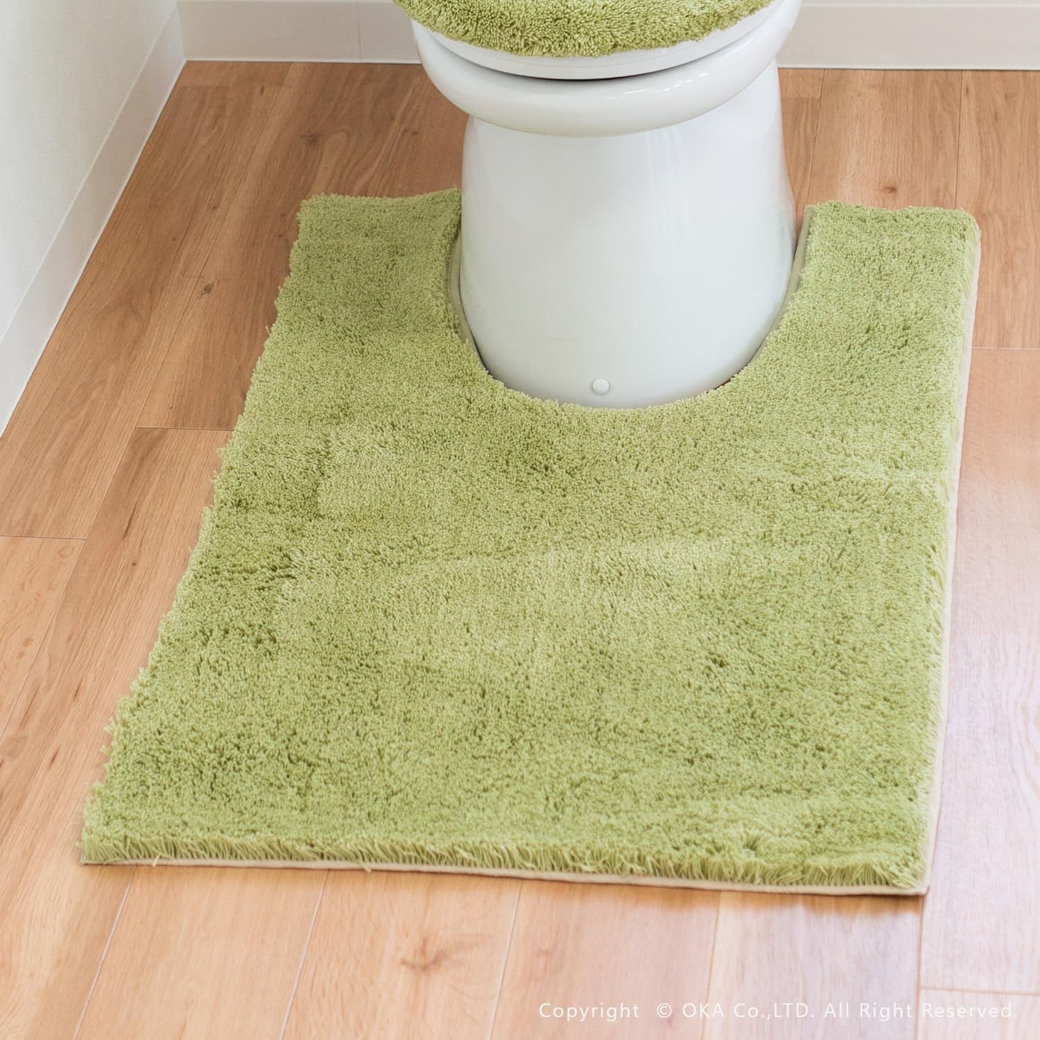 オカ OKA 乾度良好Dナチュレ トイレマット 耳長ロングサイズ 約105 cm×65 cm グリーン かんどりょうこう 吸水 速乾 抗菌 防臭 トイレ 洗える ロング