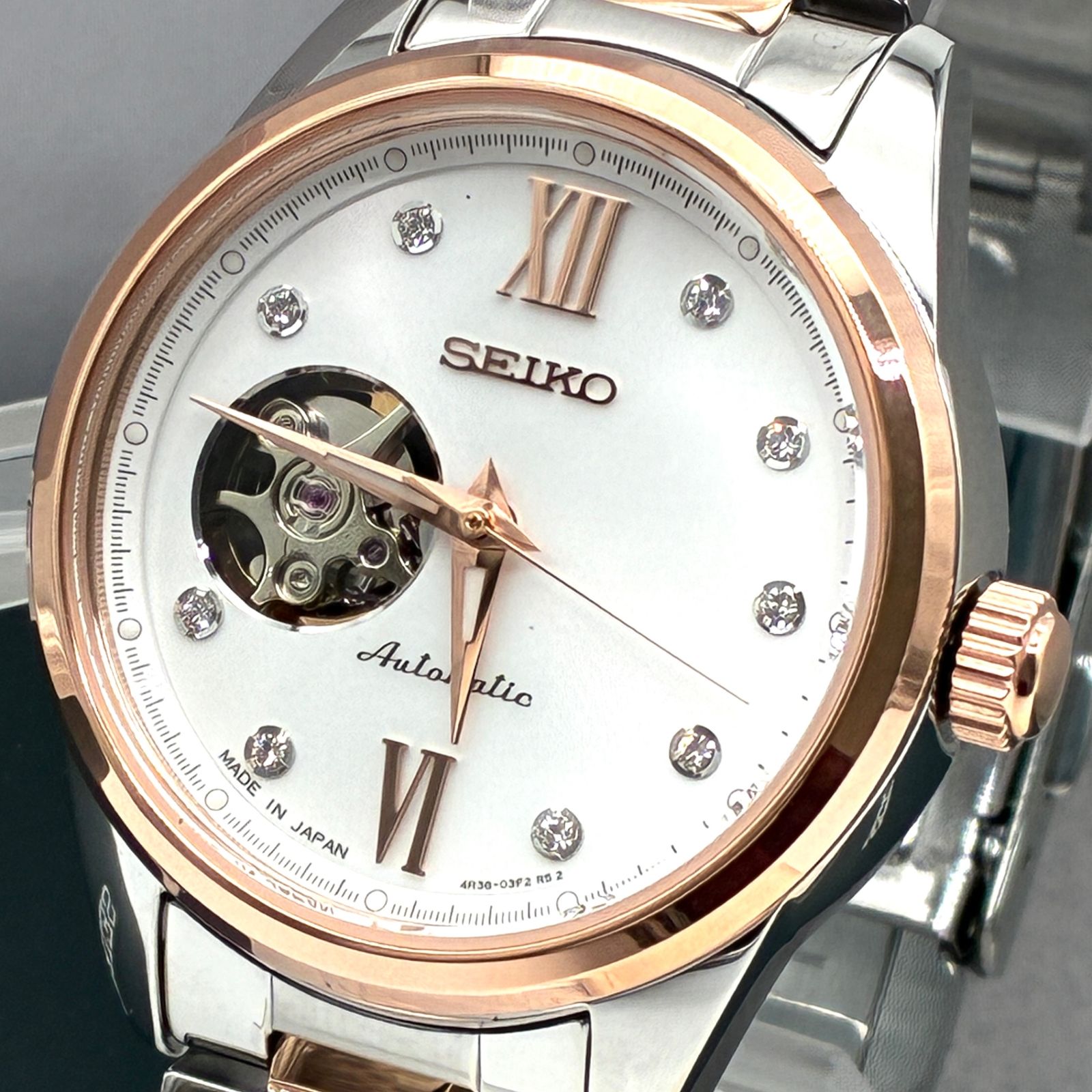 ♥ SEIKO セイコー セレクション 腕時計 オートマチック 12 Pダイヤ ジルコニア ホワイト ゴールド 稼働品