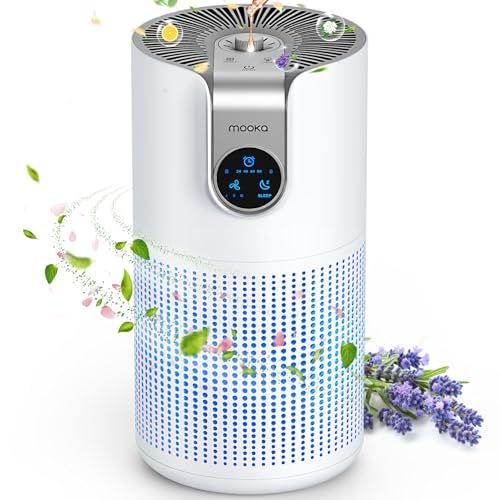MOOKA 小型 30畳 コンパクト空気清浄機 3重ウイルス除去 アレルギー対策 軽音軽量 省エネ 持ち運びやすい お手入れやすい ４段階風量調整 LEDライト付き ほこり 花粉 脱臭 hepaフィルター ペット 除菌 カビ取り 972 b 5022