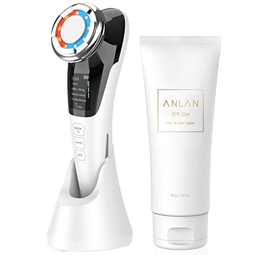 美人百花掲載 ANLAN 温冷美顔器 ems リフト 温冷ケア LED光エステ 1台8役 美顔器 イオン導入 イオン導出 毛穴 自宅用 ホワイト ジェル b 1 ba 0718