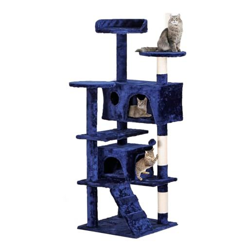 キャットタワー 猫タワー 据え置き 突っ張り 大型猫 多頭飼い 猫ハウス スリム 爪とぎ 省スペース 階段付き 登りやすい 転倒防止 見晴台 天然サイザル麻 広い猫ハウス 組み立て簡単 猫 成猫 ストレス解消 運動不足解消 キャッ 1 a 3 ef 8 ea