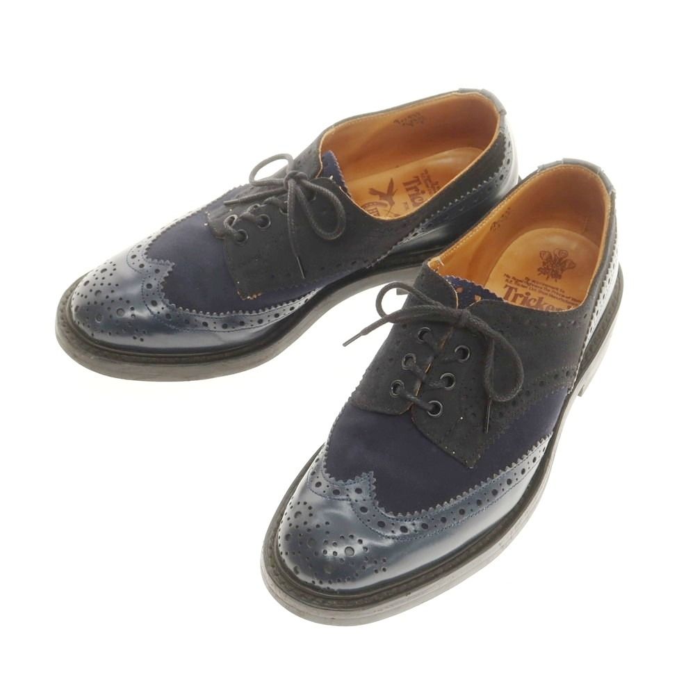 トリッカーズ Tricker s ×Hammingbirds hill バートン ドレスシューズ ネイビーxブラック サイズ8 メンズ