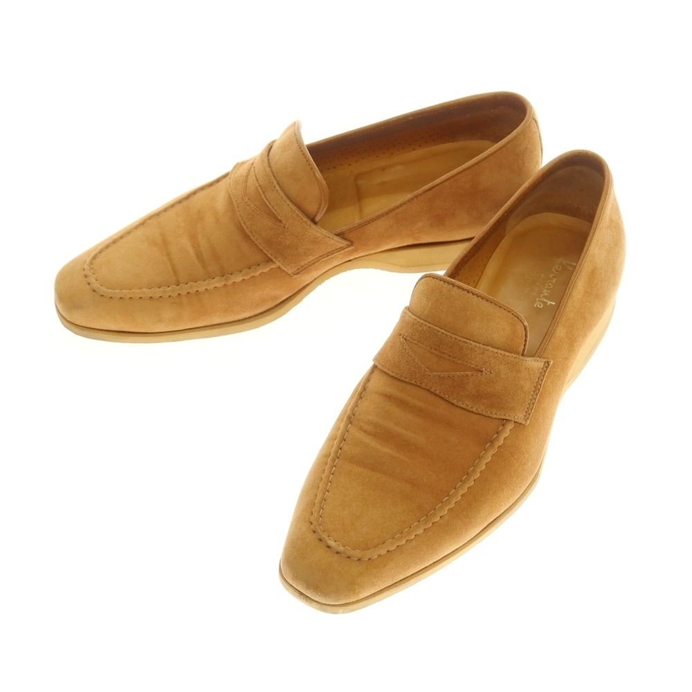 【中古】フェランテ FERRANTE スエード コインローファー ベージュ【サイズ6 1/2】【メンズ】