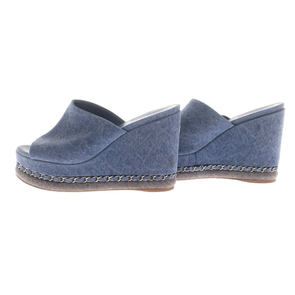 中古】シャネル CHANEL キャンバス サンダル ブルー【サイズ35 1/2