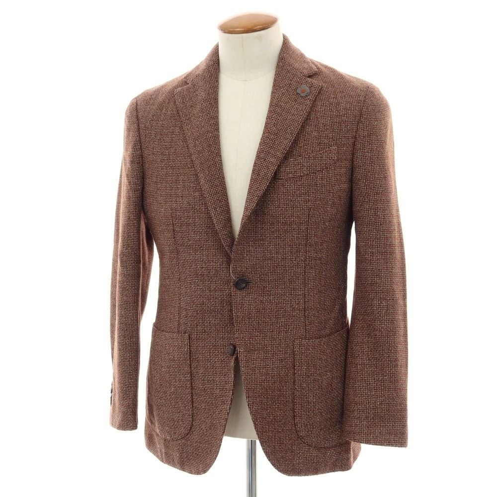 ラルディーニ LARDINI ウールポリエステルコットン 3 B テーラードジャケット ブラウン サイズ48 メンズ