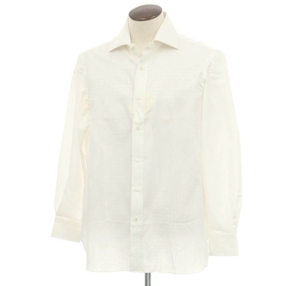 ルイジ ボレッリ Luigi Borrelli ジャカードコットン セミワイドカラー ドレスシャツ ホワイト サイズ42 メンズ