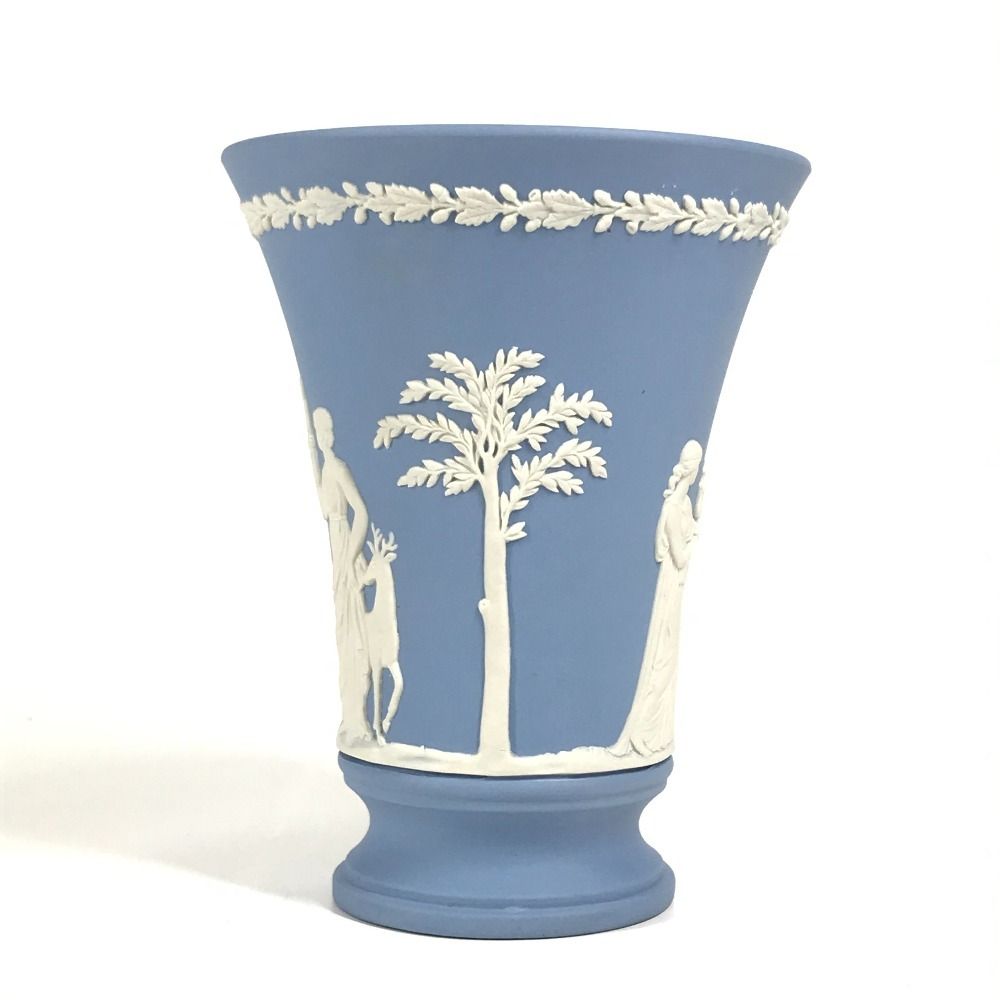 WEDGWOOD ウエッジウッド 花瓶 ロゴ 陶器 ペールブルー ブルー - メルカリ