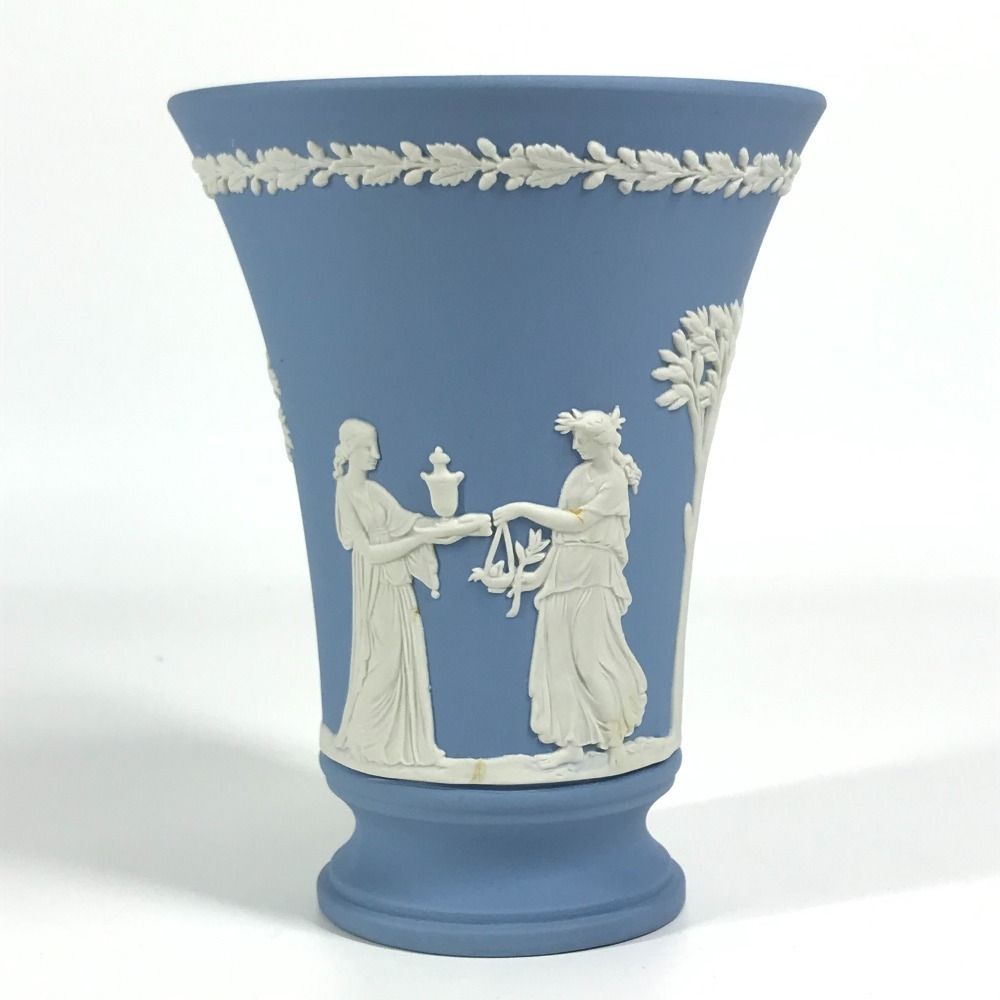 WEDGWOOD ウエッジウッド 花瓶 ロゴ 陶器 ペールブルー ブルー - メルカリ