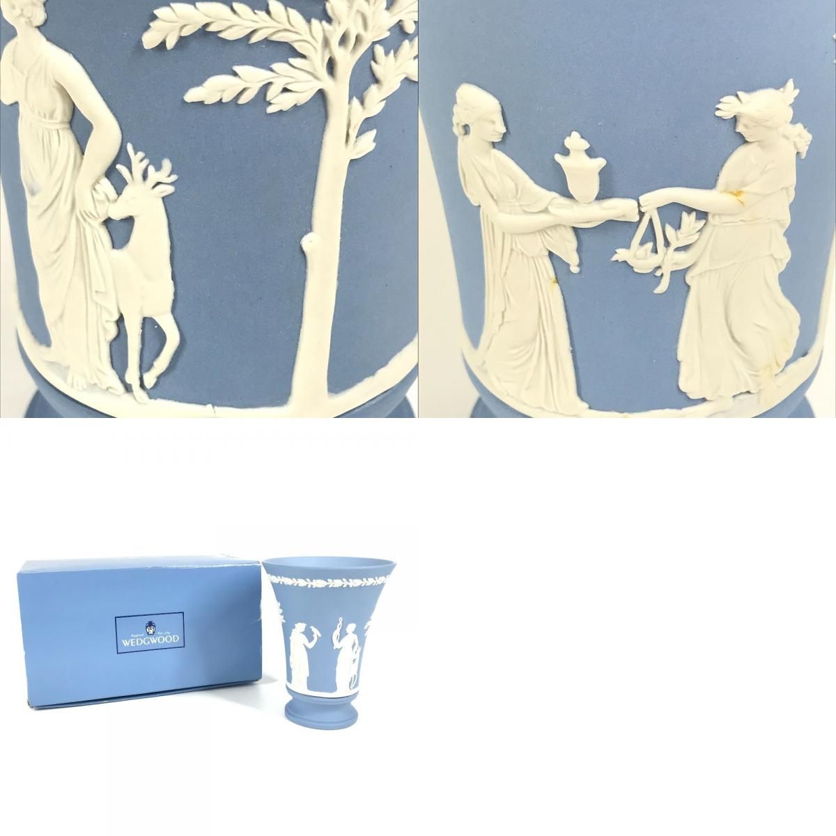 WEDGWOOD ウエッジウッド 花瓶 ロゴ 陶器 ペールブルー ブルー - メルカリ