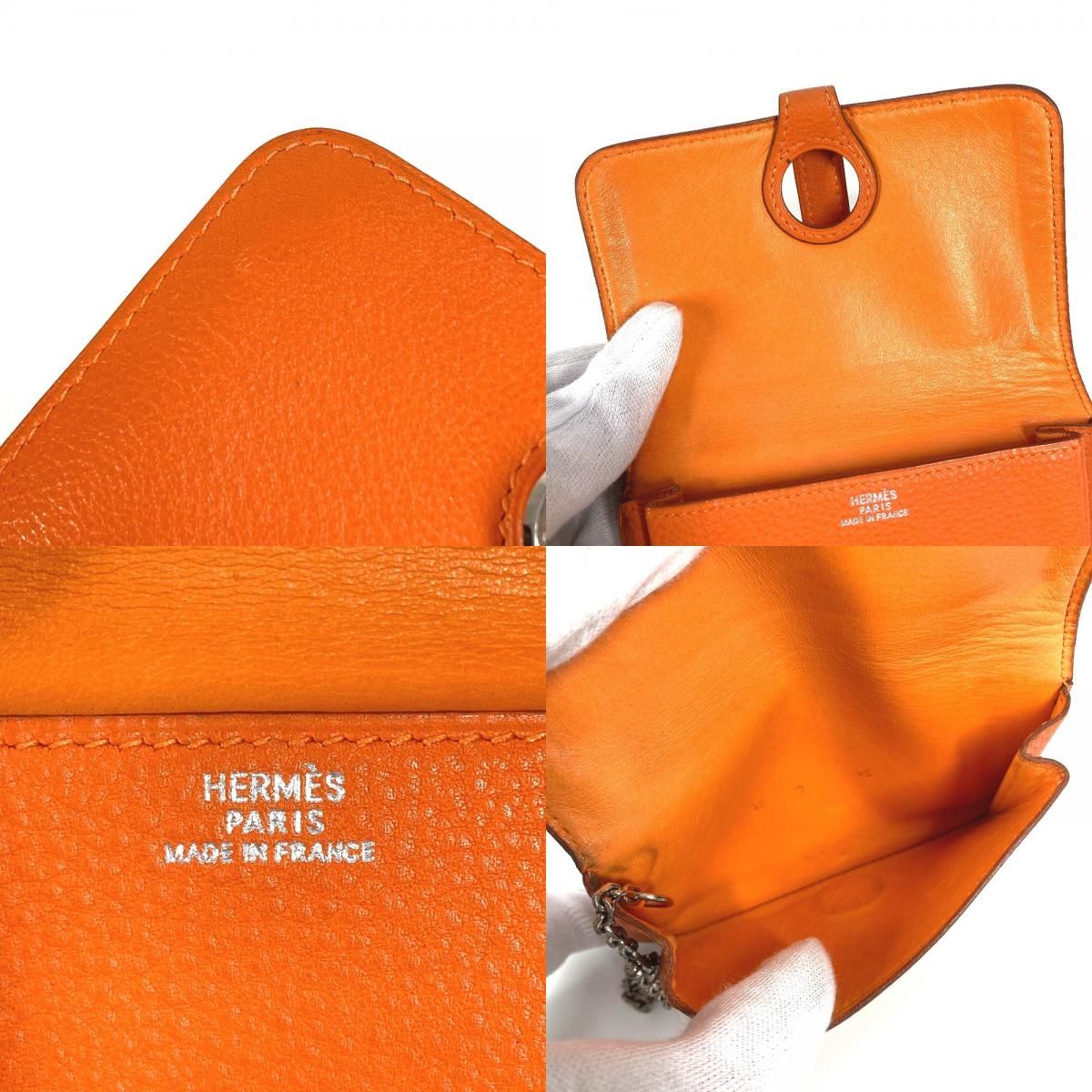 HERMES エルメス カードケース ドゴン ロゴ レザー オレンジ - メルカリ