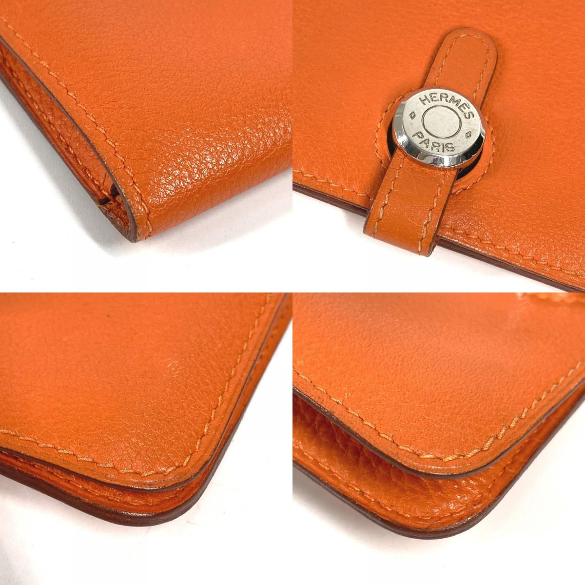 HERMES エルメス カードケース ドゴン ロゴ レザー オレンジ - メルカリ