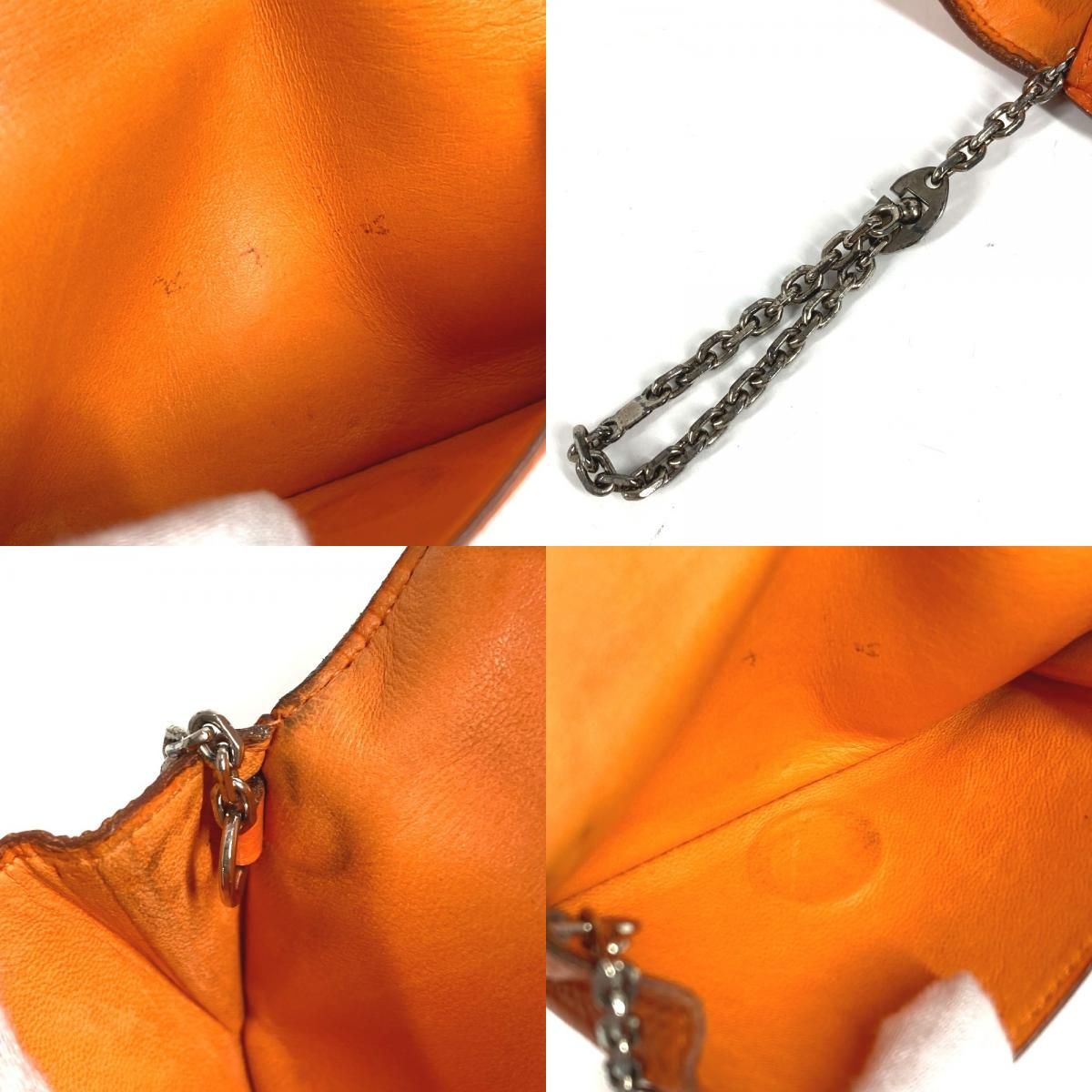 HERMES エルメス カードケース ドゴン ロゴ レザー オレンジ - メルカリ
