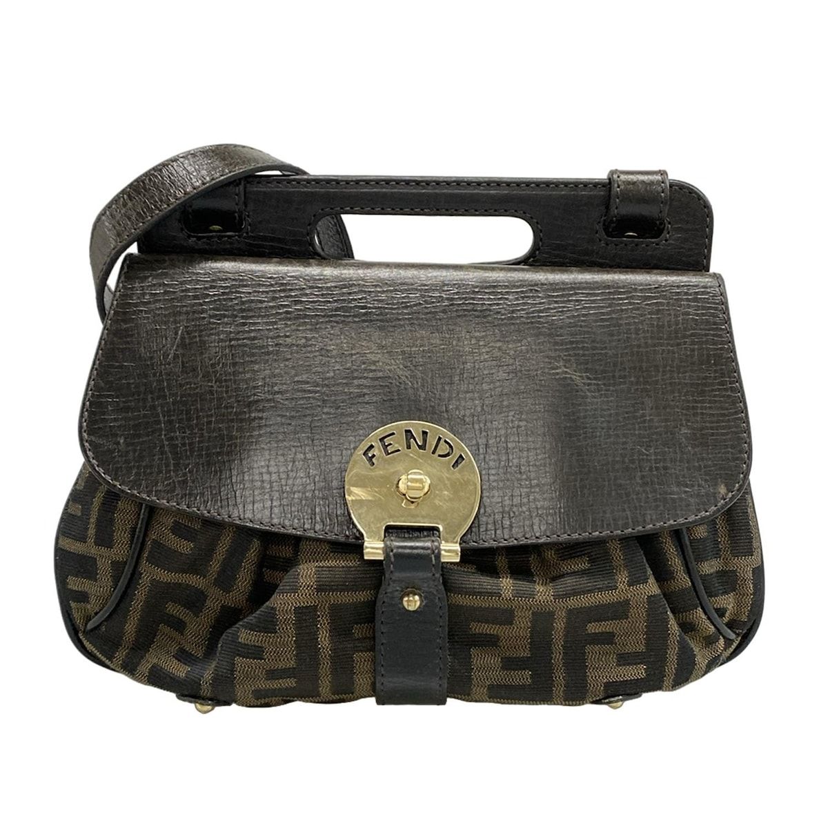 FENDI(フェンディ) ショルダーバッグ ズッカ柄 8BT095 ブラウン×黒