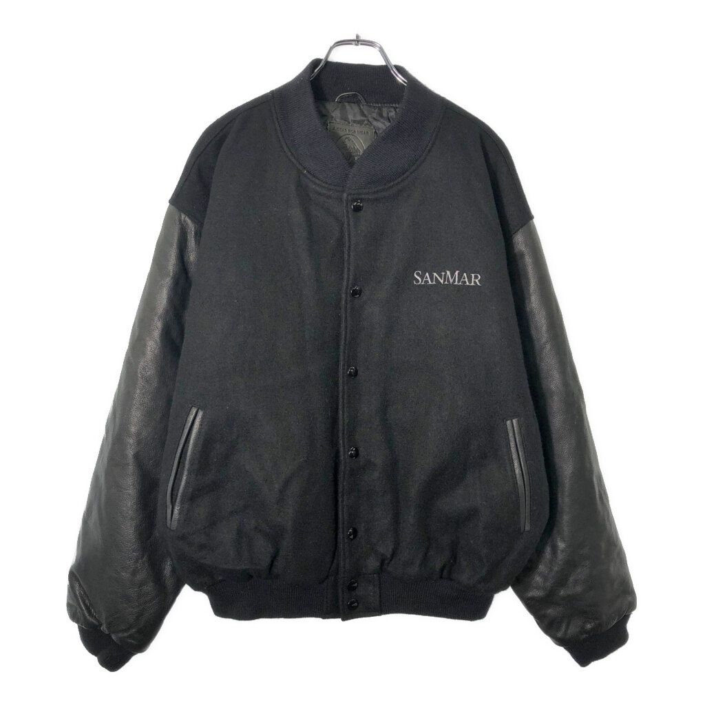 90年代 G en Bear ゴールデンベア ウール スタジアムジャケット ブラック メンズ XL 古着 V 8689