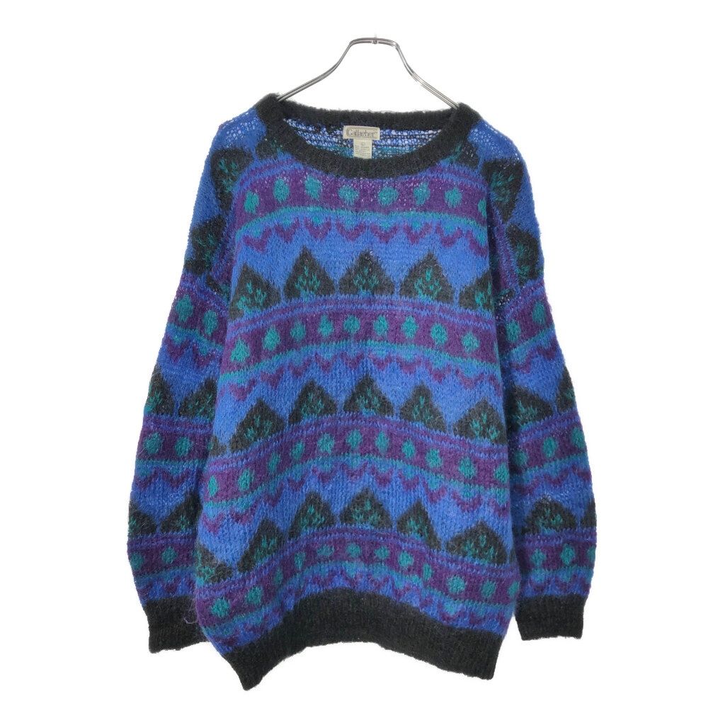 80年代 GALLAGHER モヘアニットセーター 総柄 マルチカラー(メンズ L