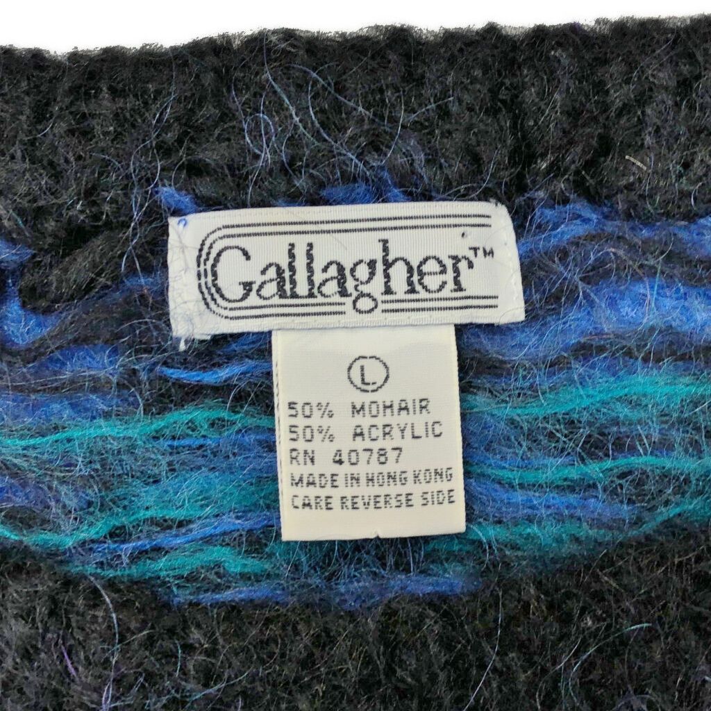 80年代 GALLAGHER モヘアニットセーター 総柄 マルチカラー(メンズ L