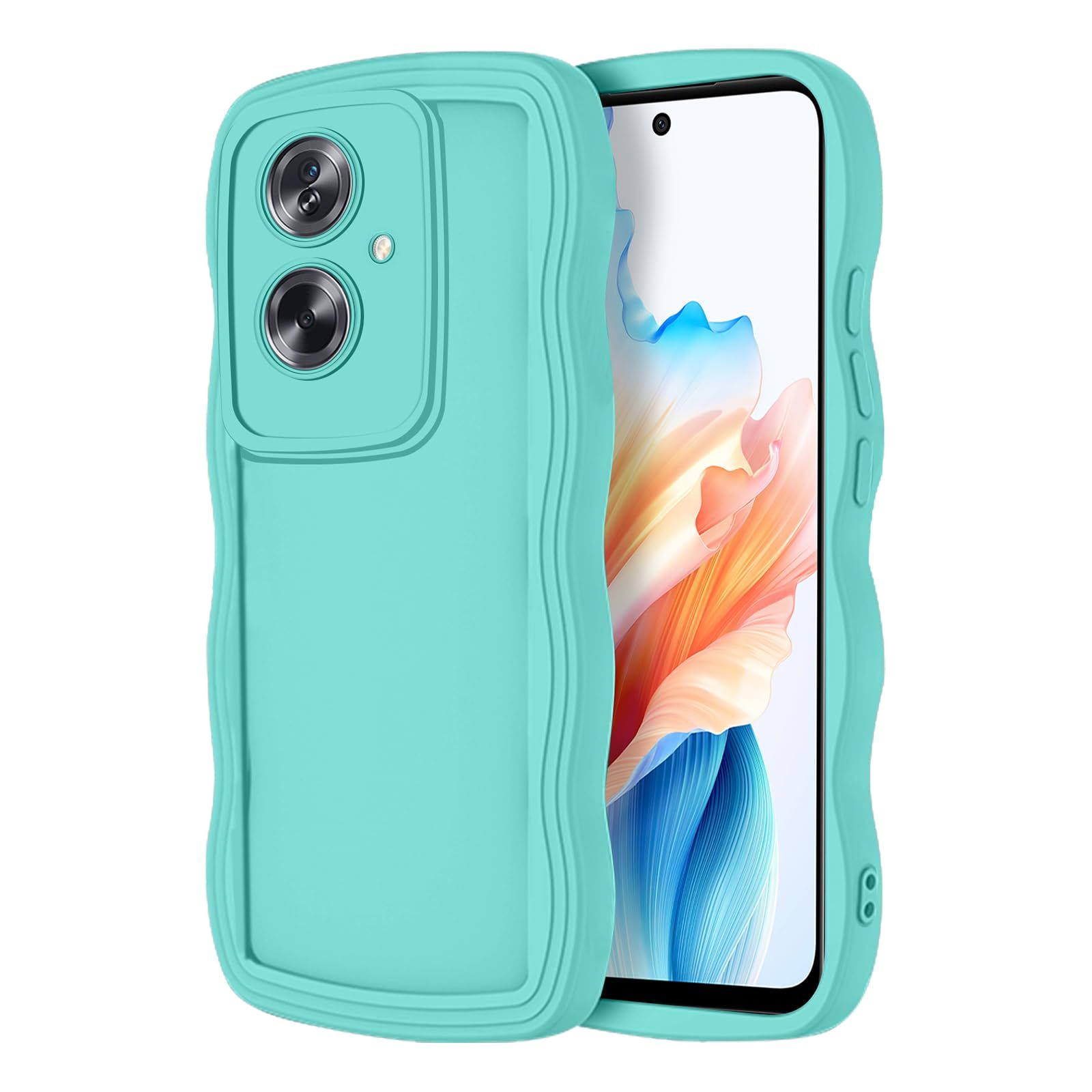 HeeNia OPPO A 79 5 G 対応 ケース カバー シリコン質感 耐衝撃 落下防止 取付簡単 カメラ保護 レンズ保護 携帯電話ケース 用 ブルー