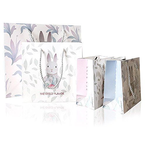 moin ラッピング ギフトバッグ 手提げ袋 紙袋 森のうさぎ ピンク 横30 高さ27 マチ12 cm