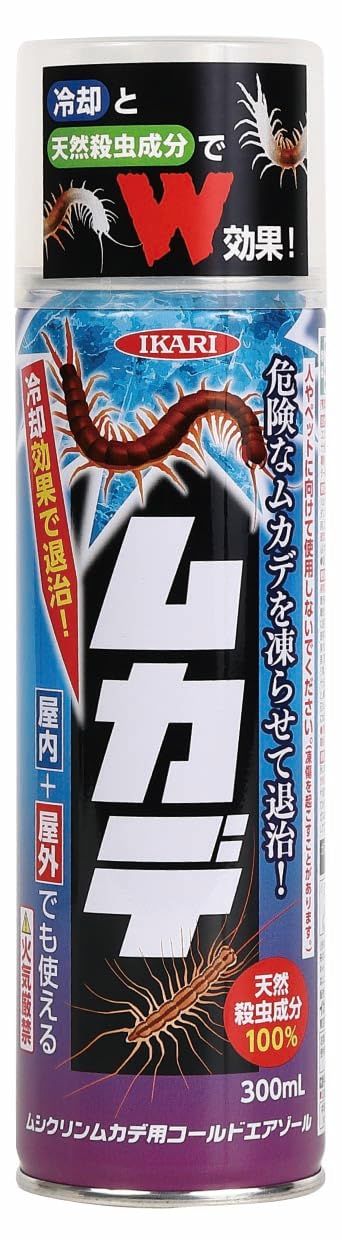 イカリ消毒 ムシクリンムカデ用コールドエアゾール 300 ml エアゾール ムカデ駆除用スプレー 冷却効果 速効 天然成分