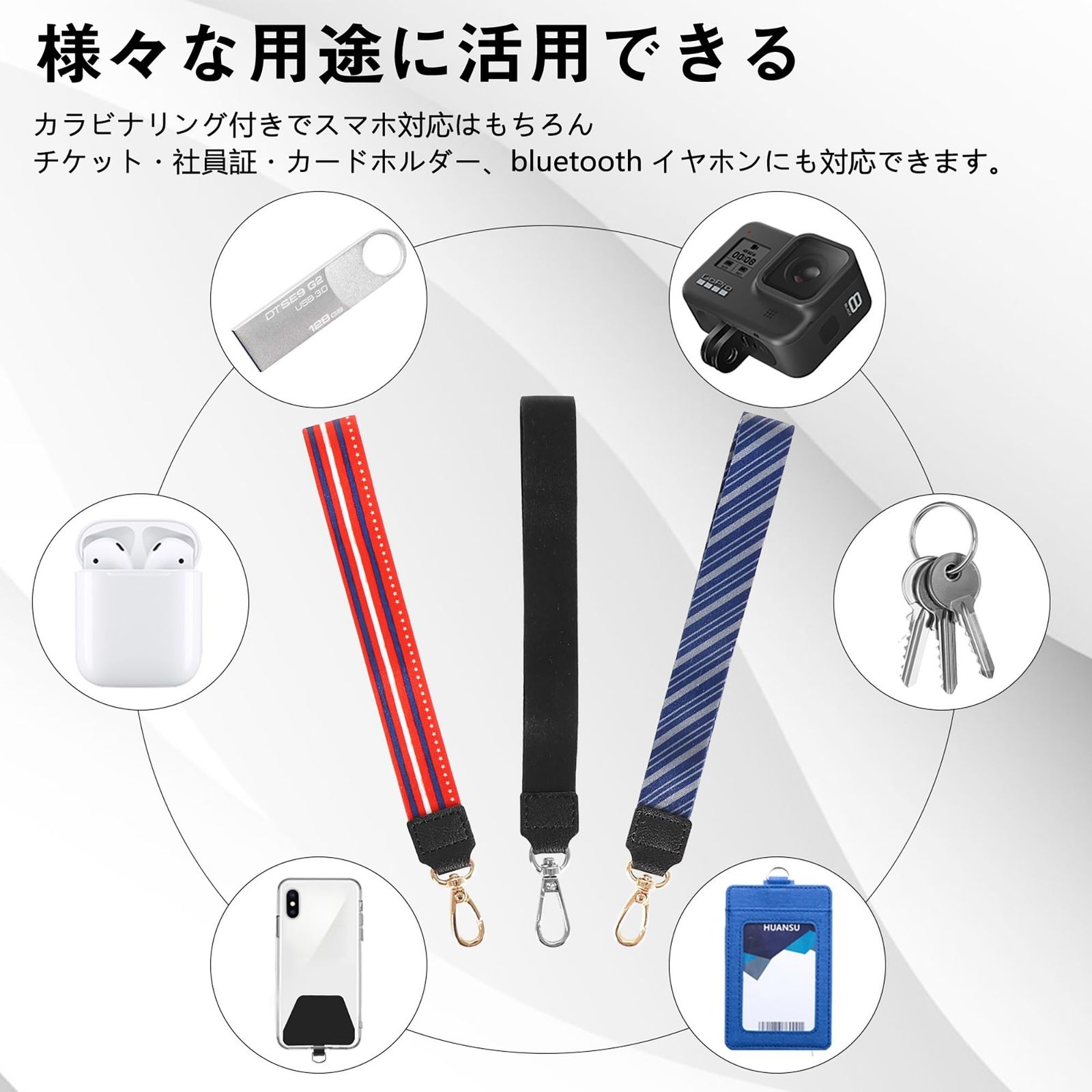 スマホネックストラップ 首掛けストラップ2本入り スマホストラップ 着脱簡単 忘れ物防止 落下防止 全機種対応 日常 旅行 アウトドアなど適応 ブルー